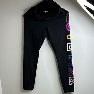 PINK Victoria's Secret Black Leggings with Multicolor Accents